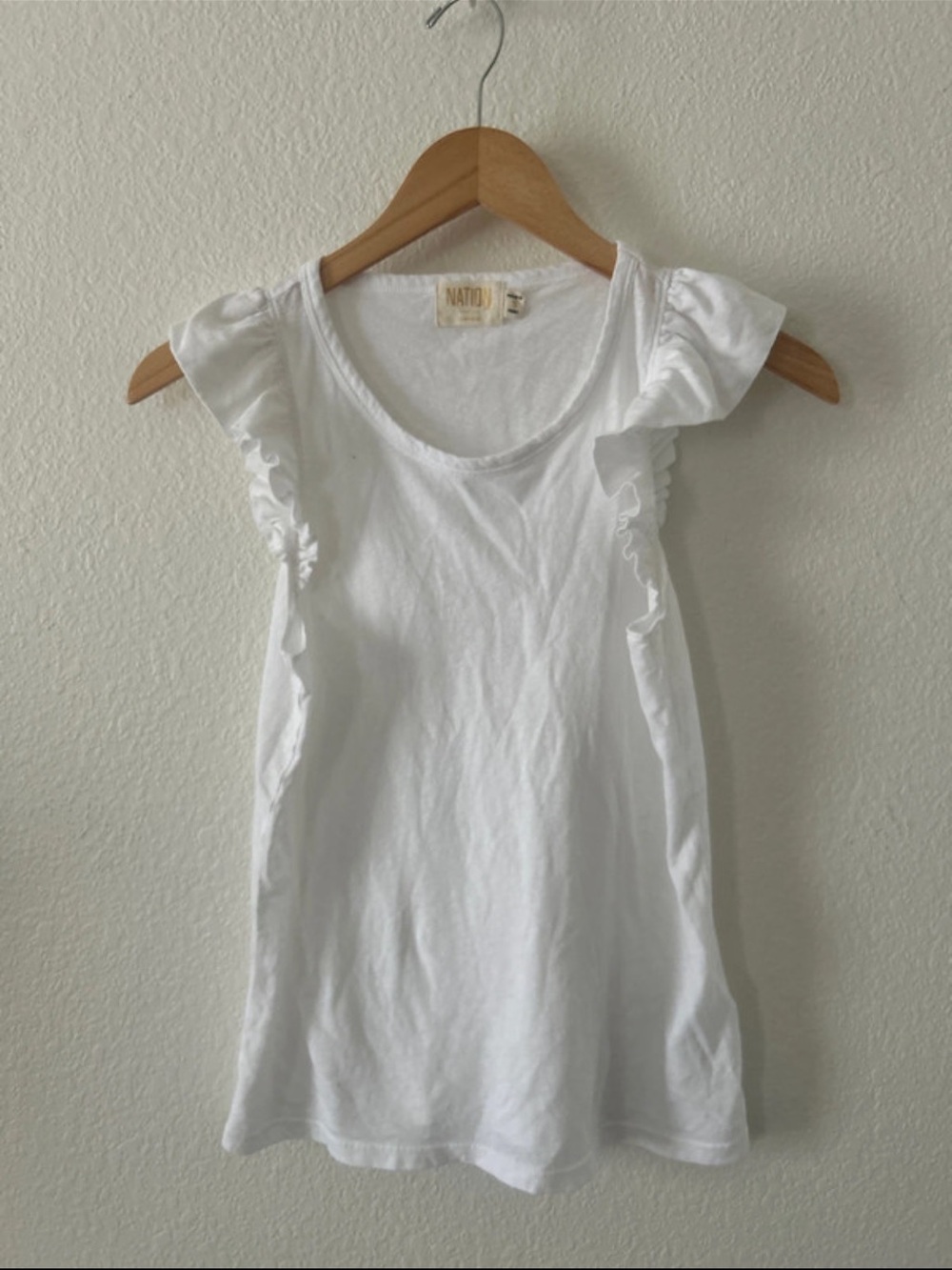 Nation White Ruffle-Sleeve Tank Top
